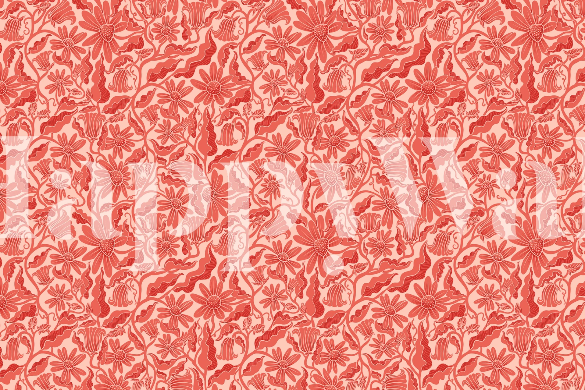 Monochrome Florals Red wallpaper in a room