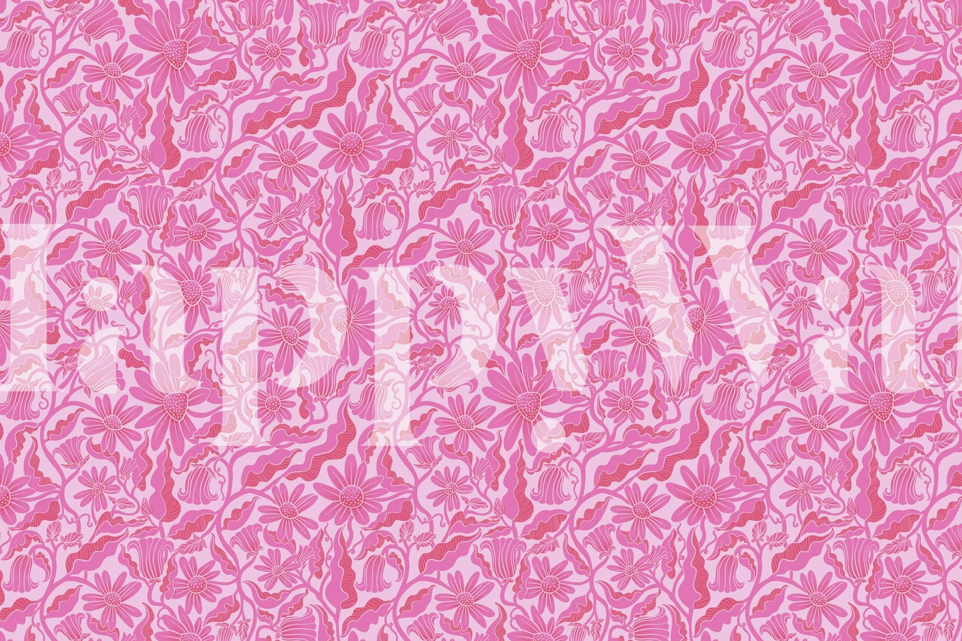 Tapeta Monochrome Florals Pink w pokoju