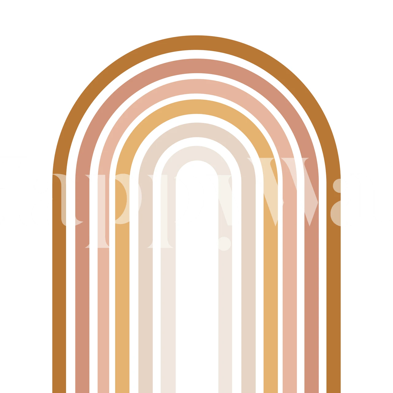 Rainbow arch patterns in soft beige, brown, and peach tones wallpaper