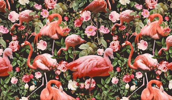 Floral and Flamingo Pattern-