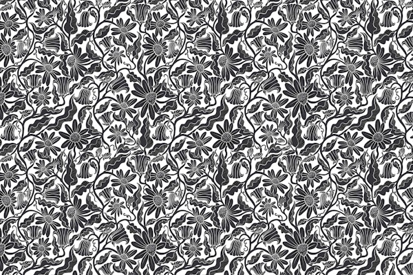 Climbing Flowers Black White