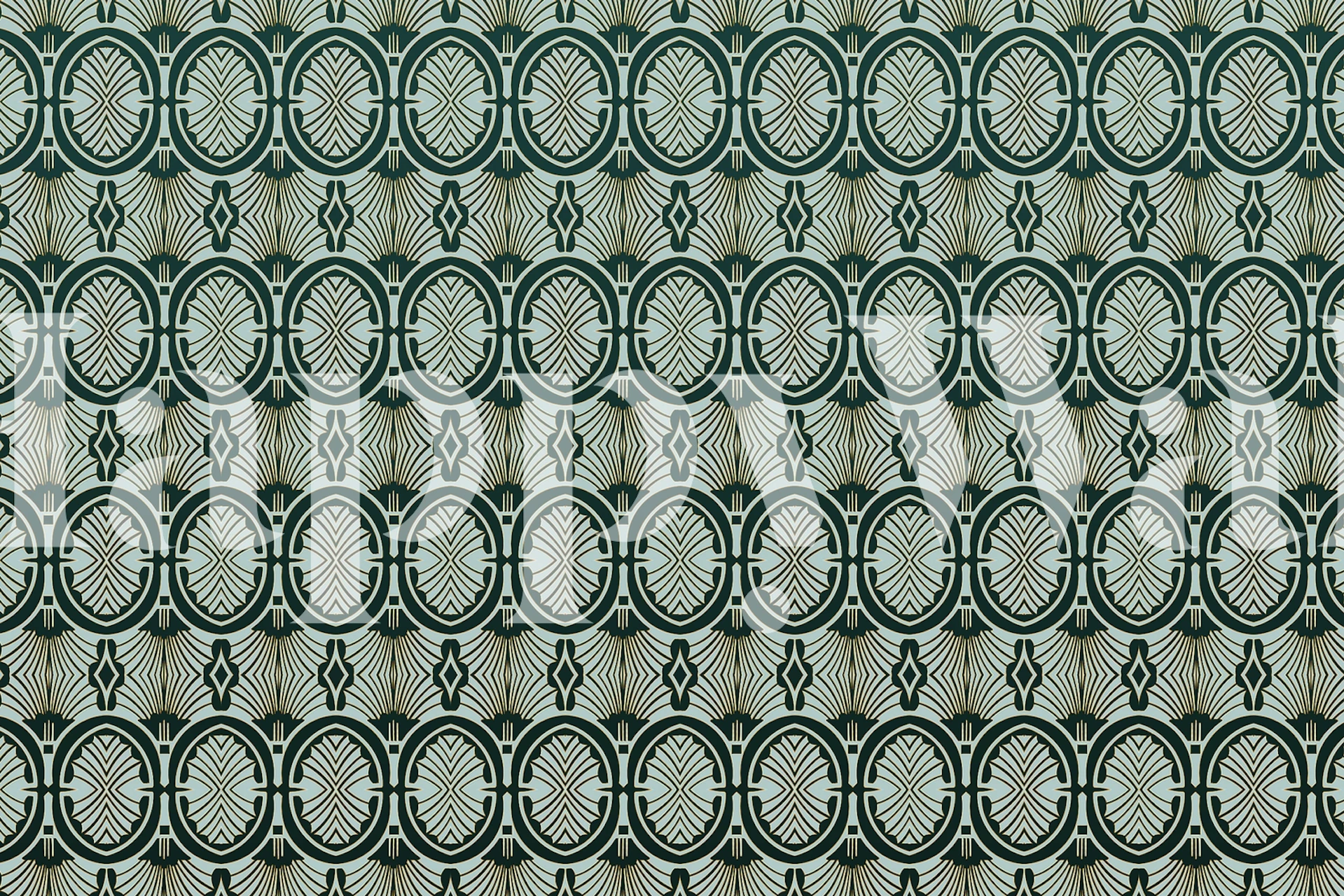 Teal Gold Elegantní fototapeta ve stylu Art Deco se stylovým retro vzorem