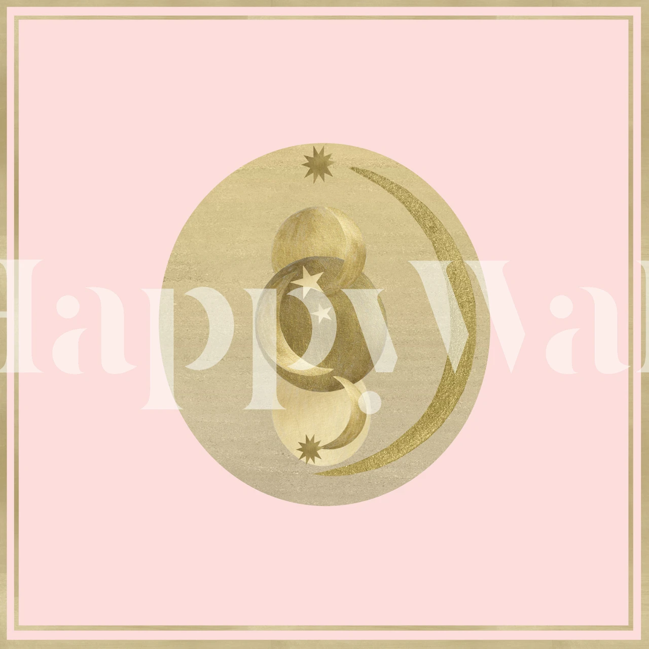 Blush Gold Moon and Stars tapet i et rom