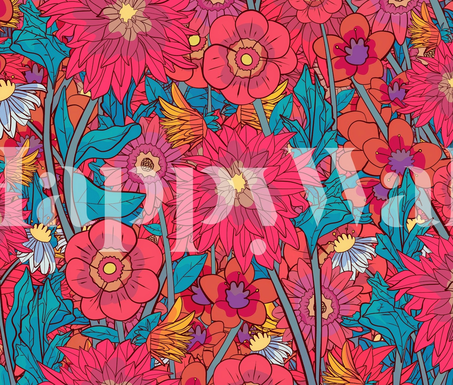 Vibrant pink garden flowers ekspozycja ścienna