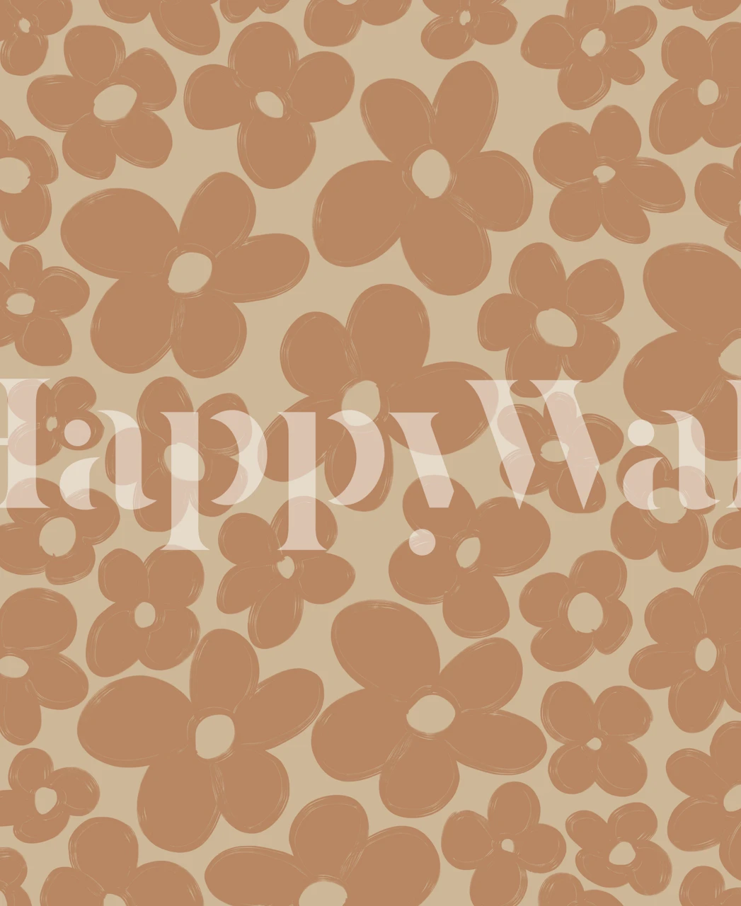 Carta da parati con motivi floreali retrò dai toni caldi e tonalità della terra su happywall.com