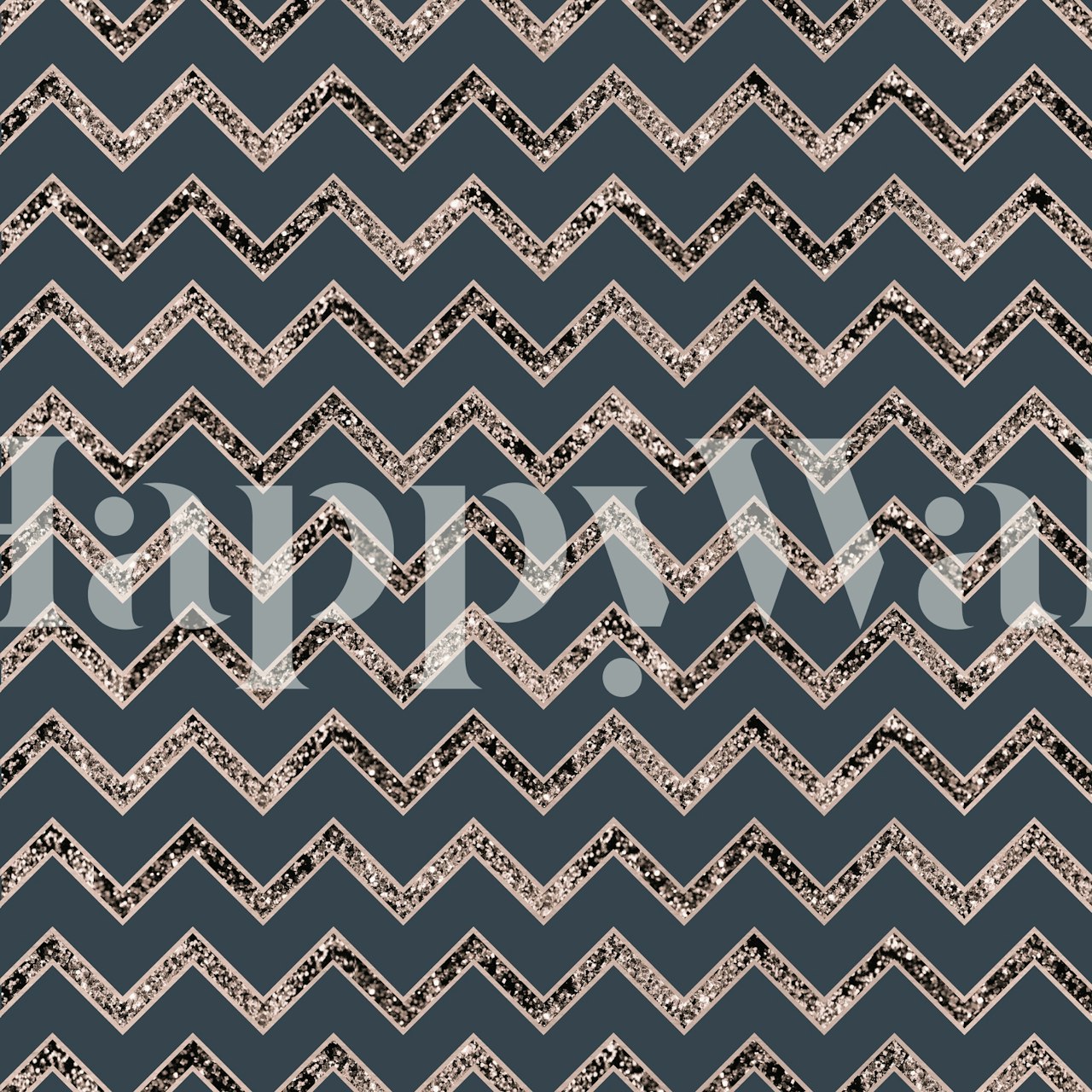 Tapeta se vzorem Chevron s třpytivými akcenty na tmavém pozadí