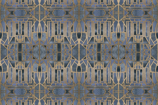 Blue Gold Elegant Art Deco