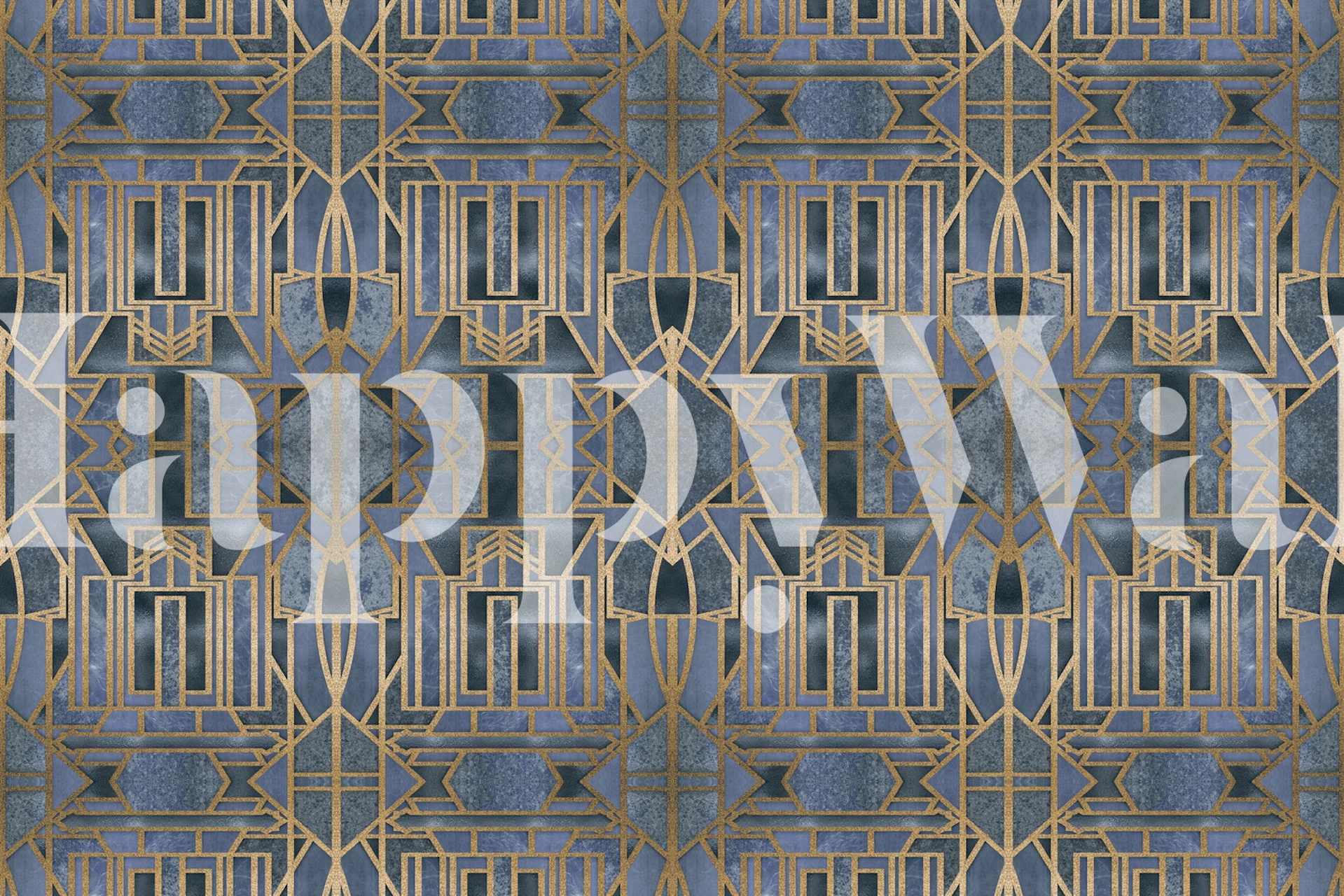 Luksusowy Blue i Gold Art Deco