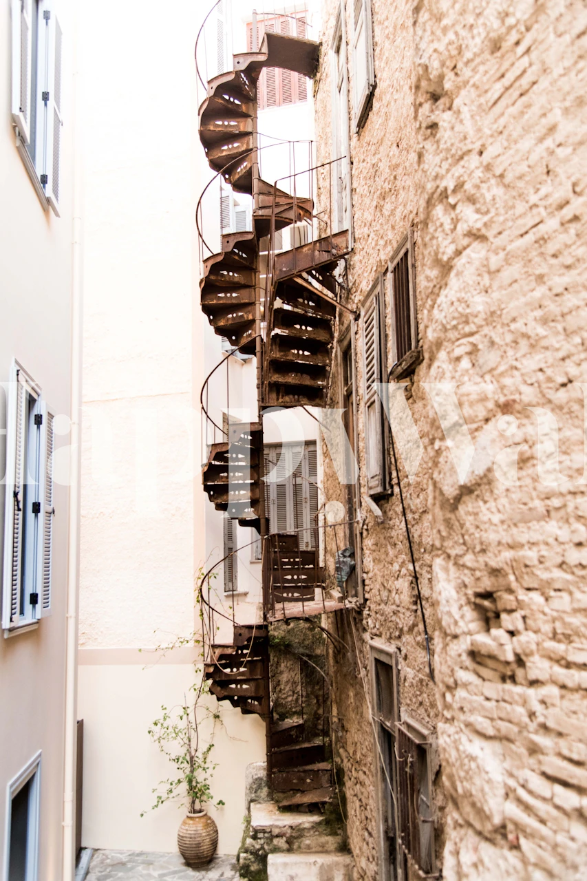 Spiral staircase wallpaper in a room