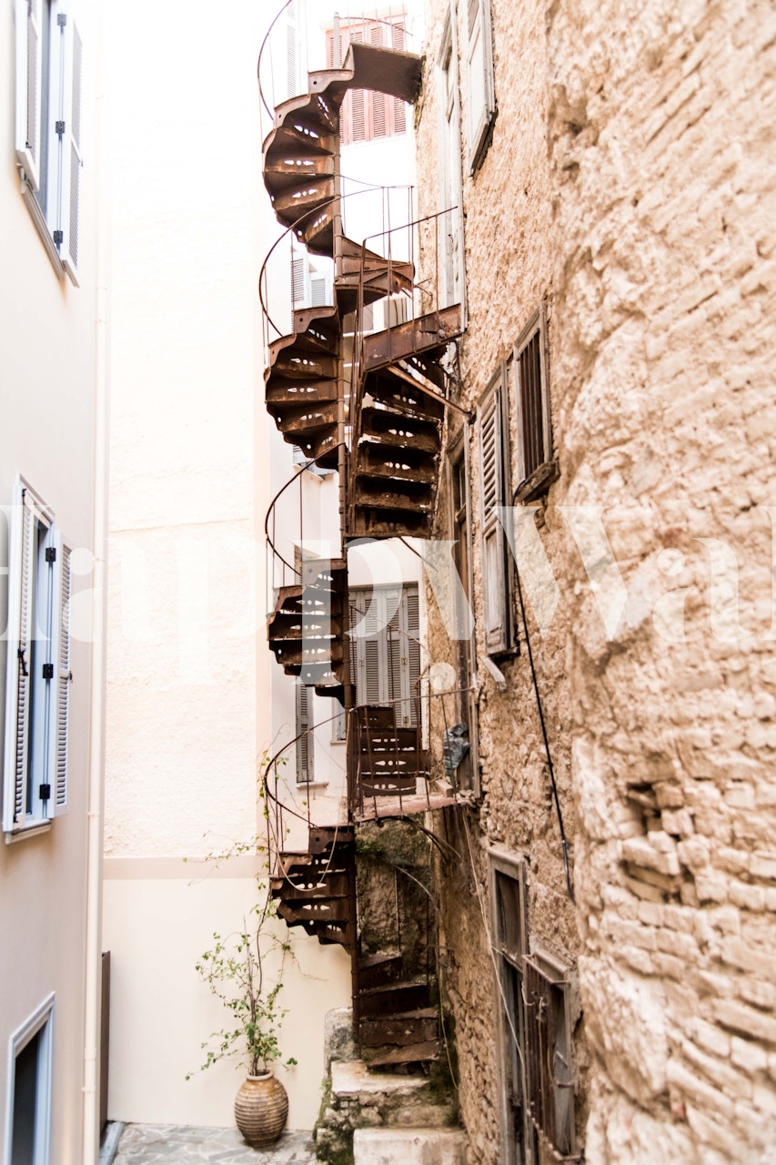 Spiral staircase wallpaper in a room