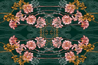Art Nouveau floral emerald wallpaper