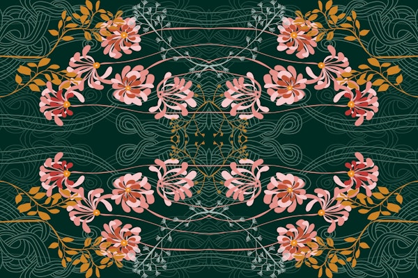Art Nouveau floral emerald