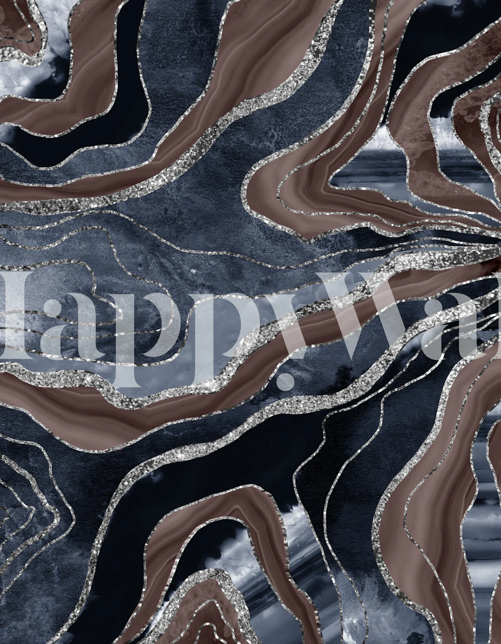 Blue Brown Marble Agate behang in een kamer