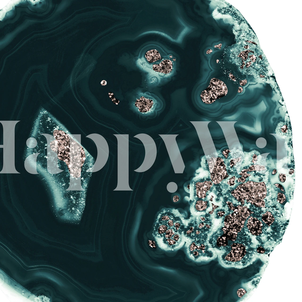 Sytě malachitově zelené pozadí s třpytivým třpytivým růžovým zlatem