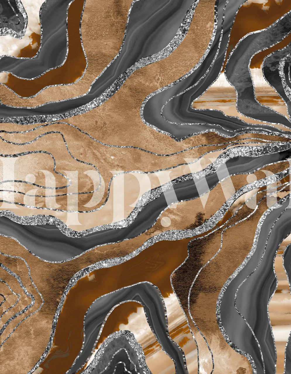 Earthy marble agate silver wallpaper with grey and brown tones
