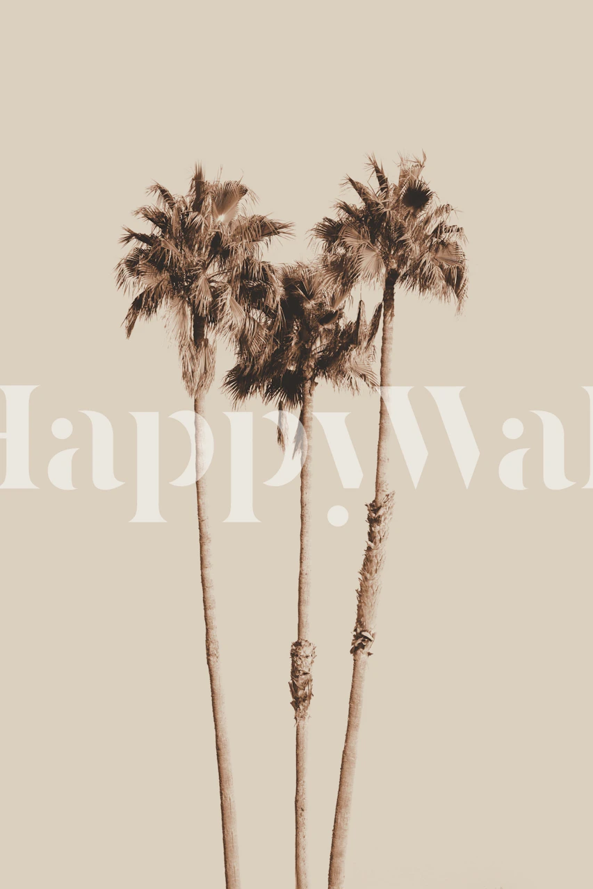 Three palm trees on a neutral background wallpaper