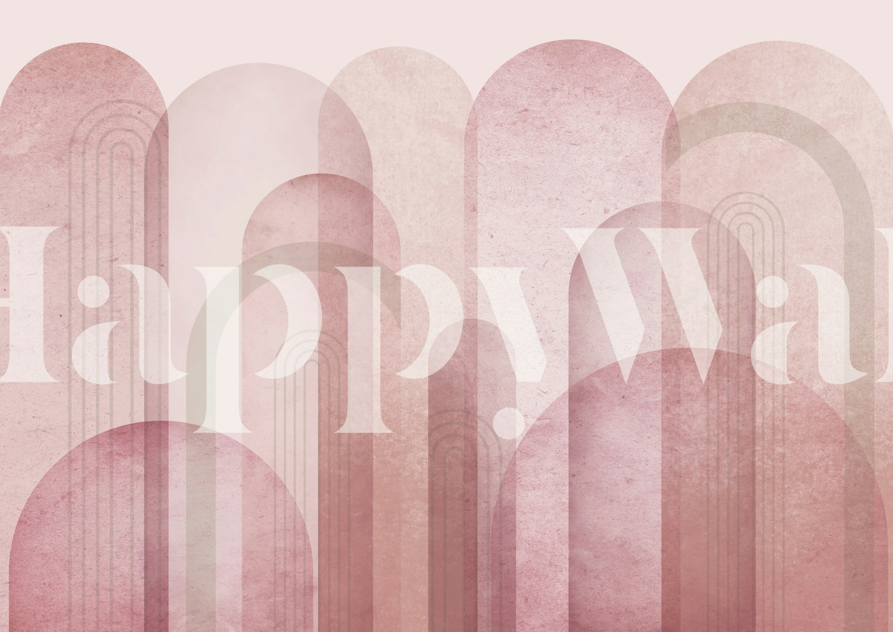 Pink Mid Century Arches wallpaper displayed in a room