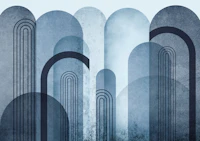 Blue Mid Century Arches wallpaper