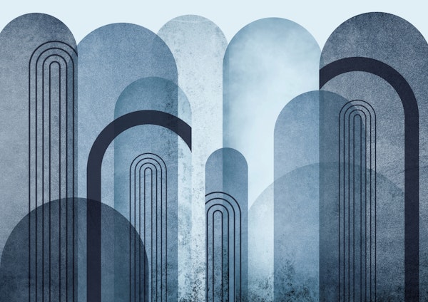 Blue Mid Century Arches