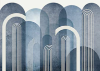 Blue Mid Century Arched Wall wallpaper