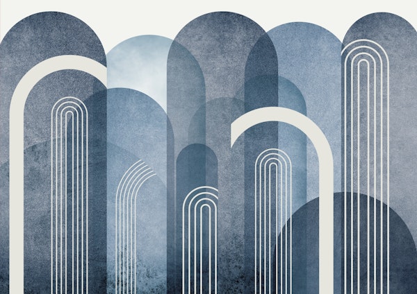 Blue Mid Century Arched Wall