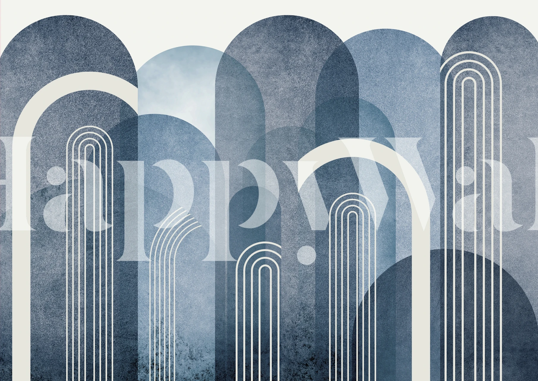 Blue and white arched wallpaper design