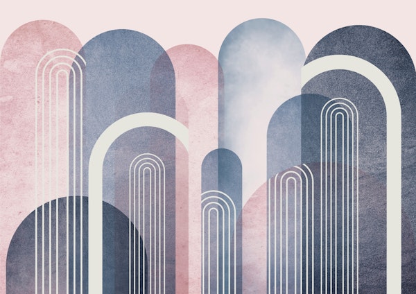 Pink and Blue Abstract Wall