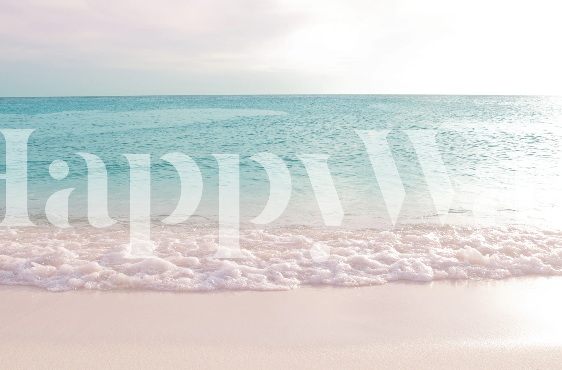 Ocean waves with soft pastel colors in turquoise and pink wallpaper