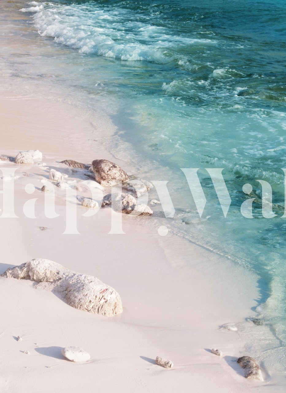 Tranquil Caribbean beach wall mural with turquoise waters and sandy shores