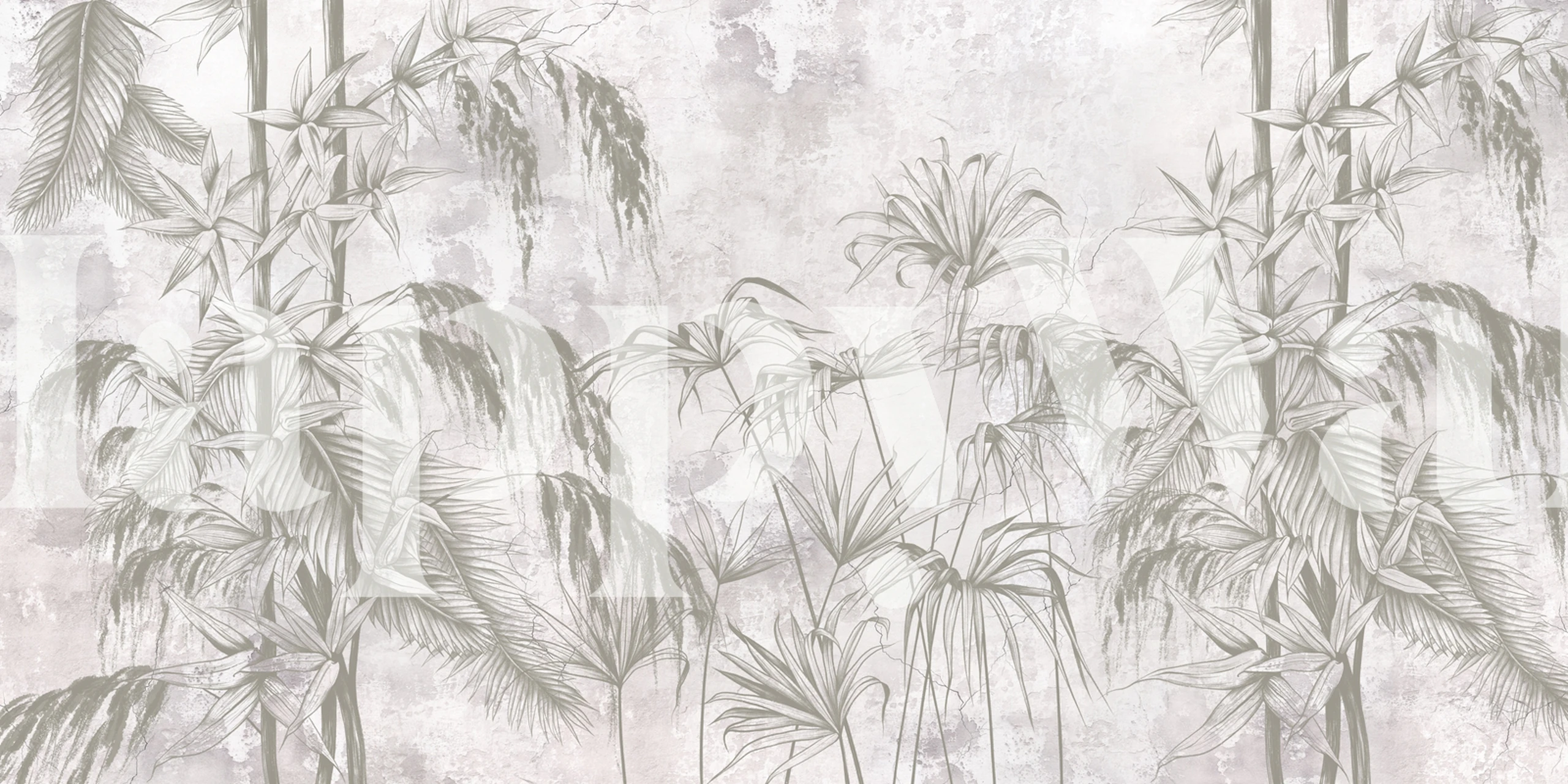 Tropical palm leaves in neutral tones wallpaper