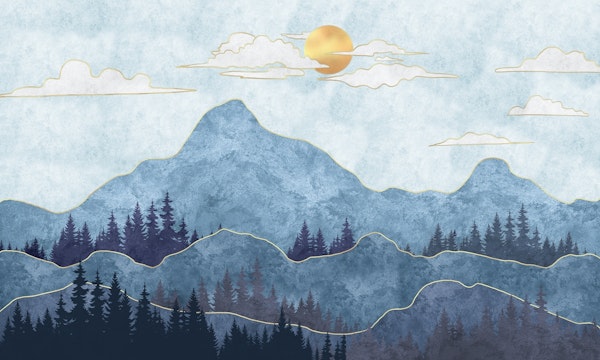 Silhouettes of mountains