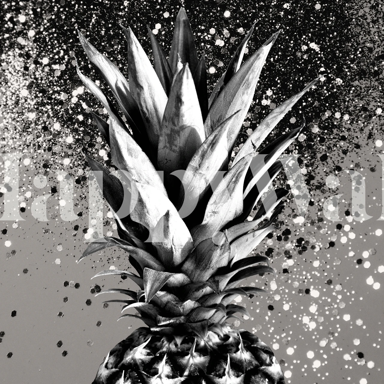Ananas med silverglittereffekt väggmålning