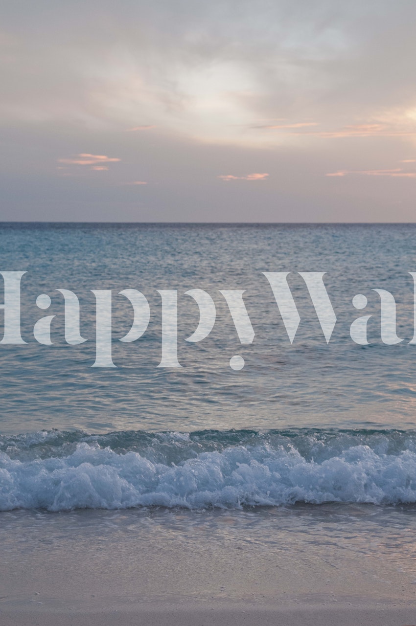 Ocean view with blue water and soft pink sunset wallpaper