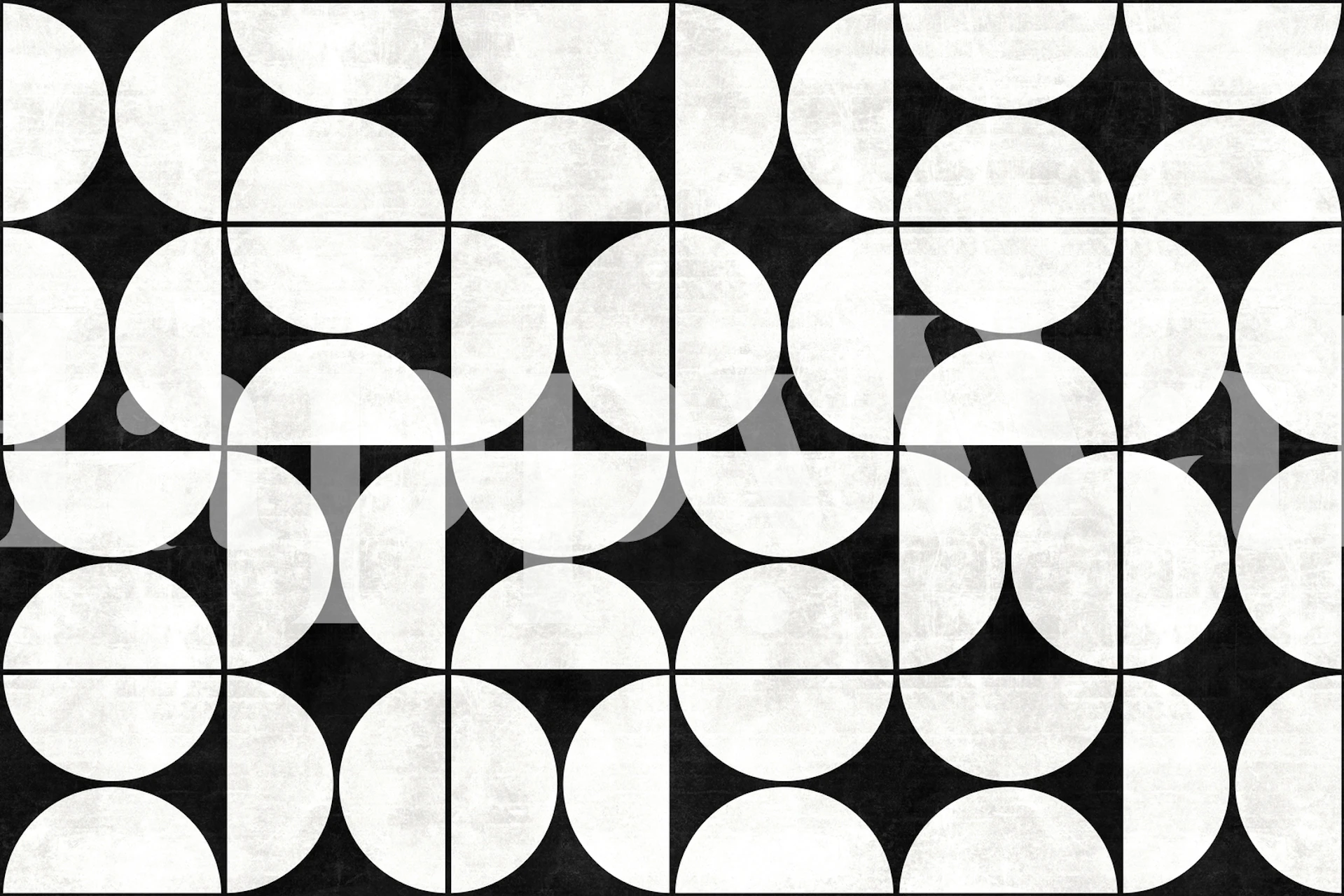 Geometric black and white circular pattern wallpaper