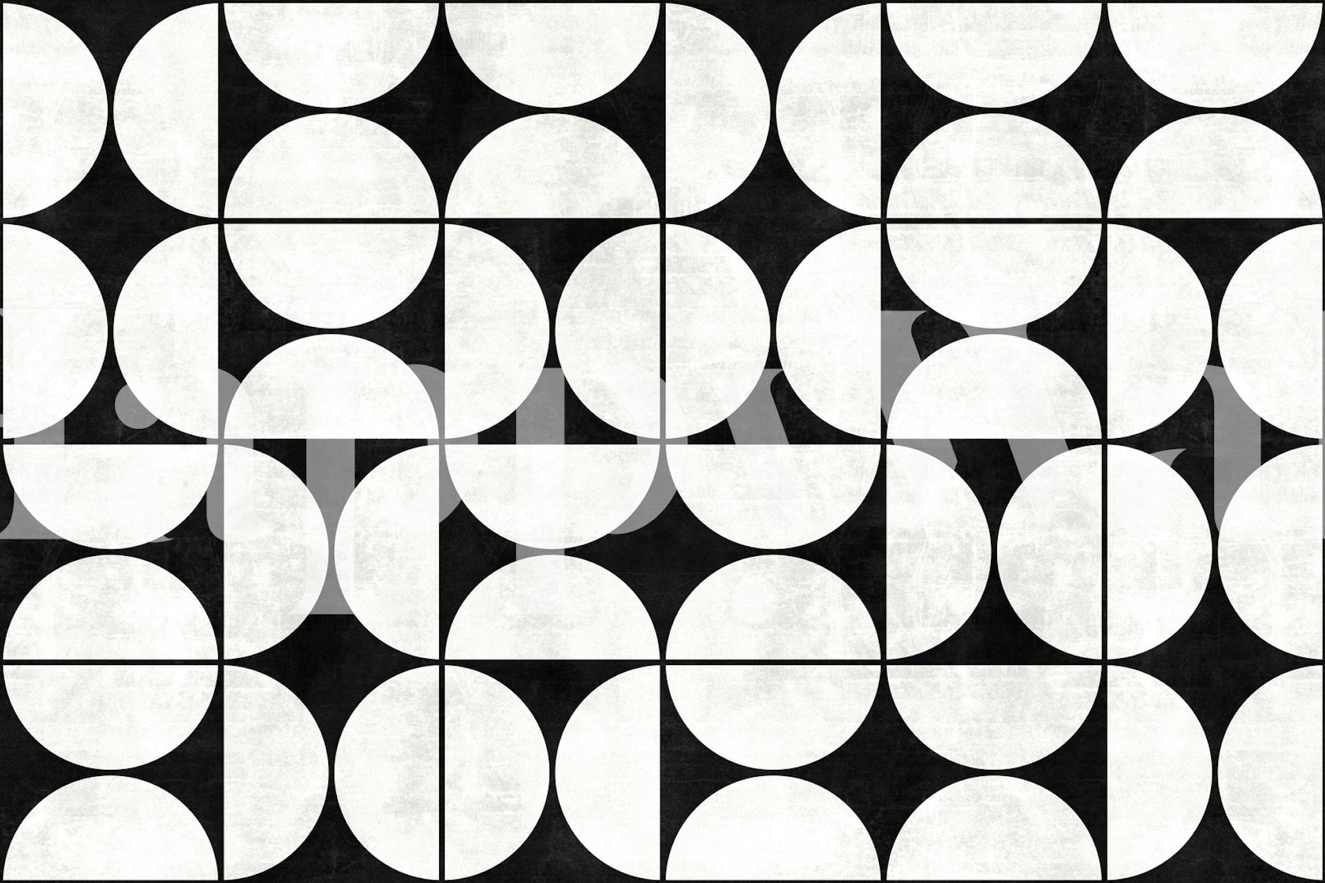 Geometric black and white circular pattern wallpaper