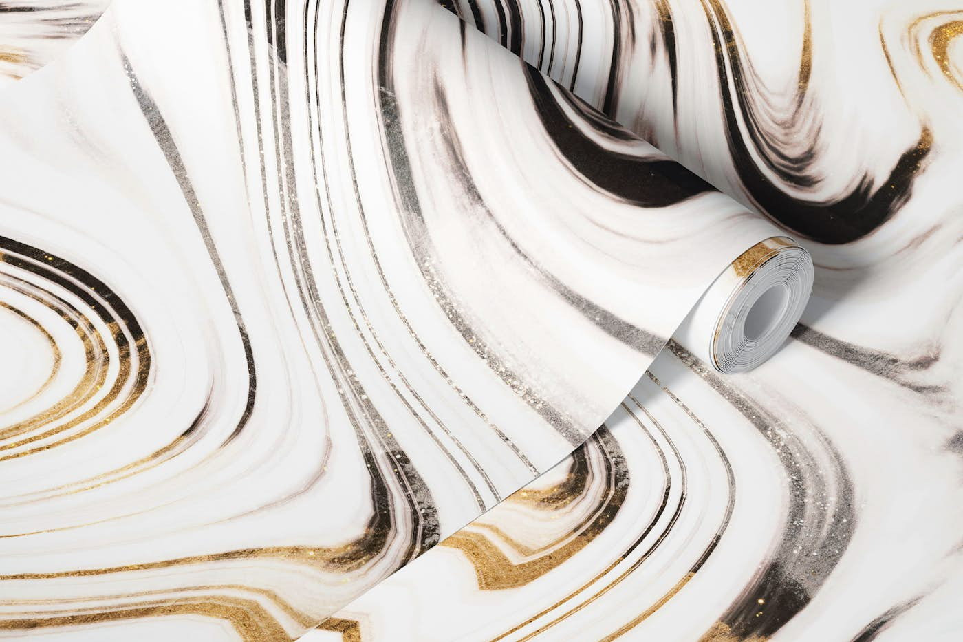 Liquid Gold Black Marble 1 wallpaper roll