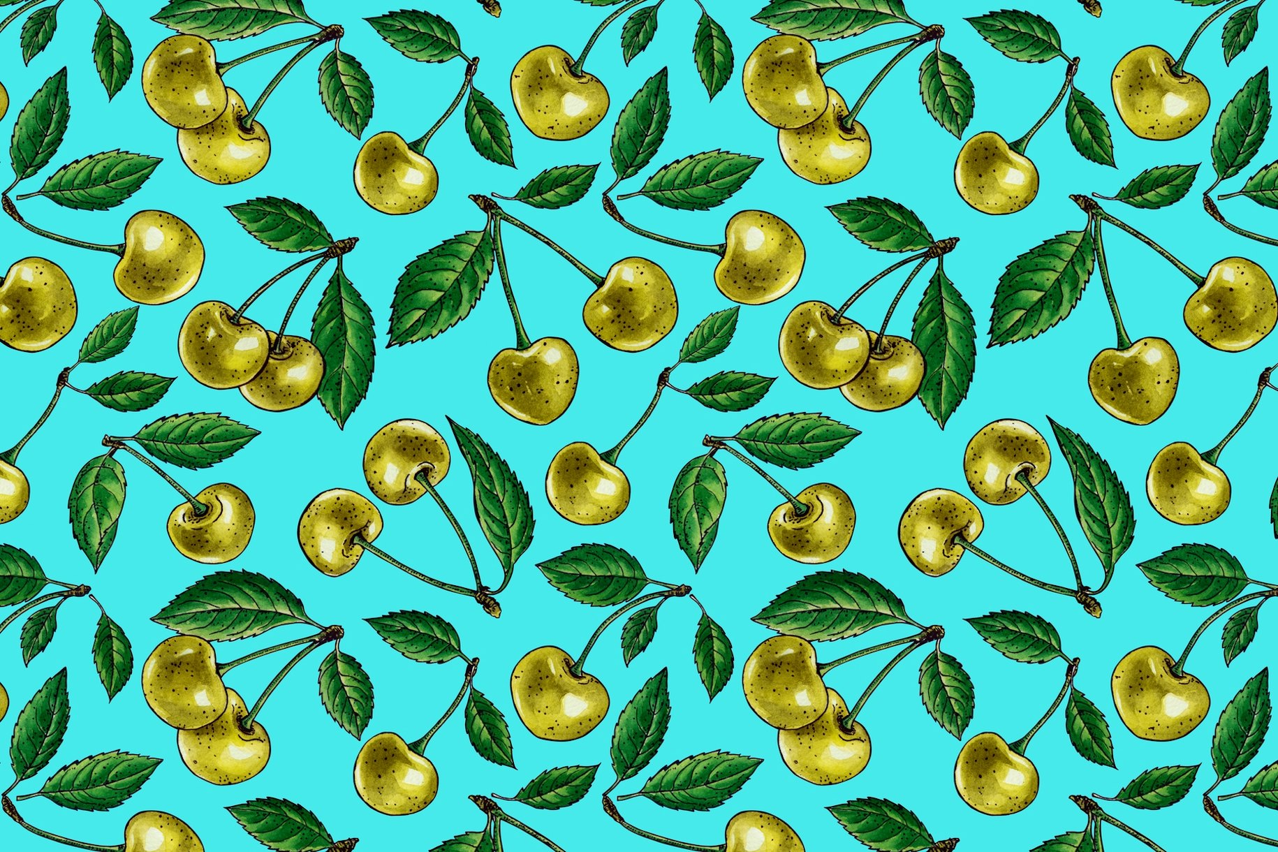 Yellow Cherries 2 Wallpaper | Buy Online from Happywall