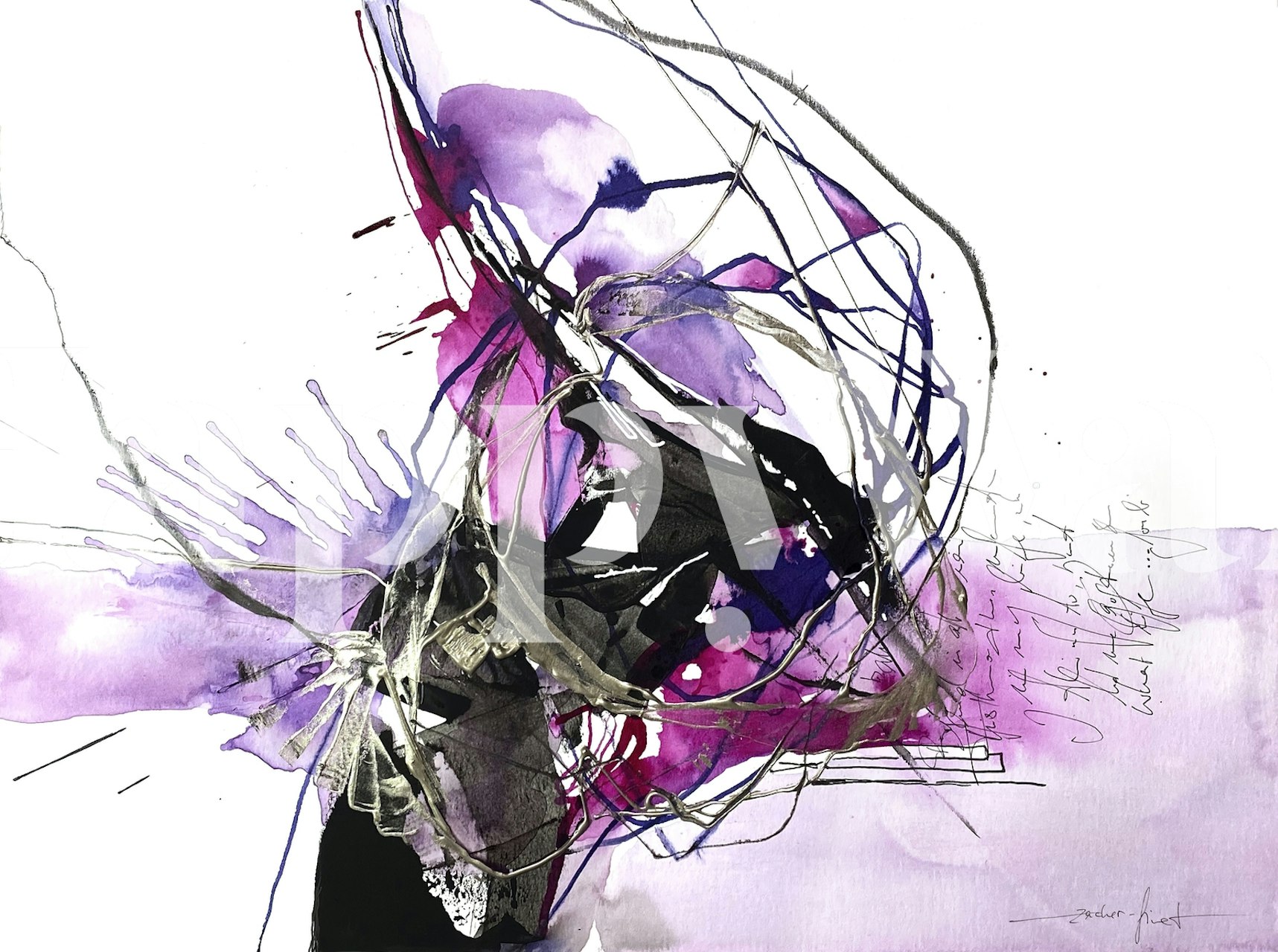 Purple floral abstract wallpaper with expressive brushstrokes