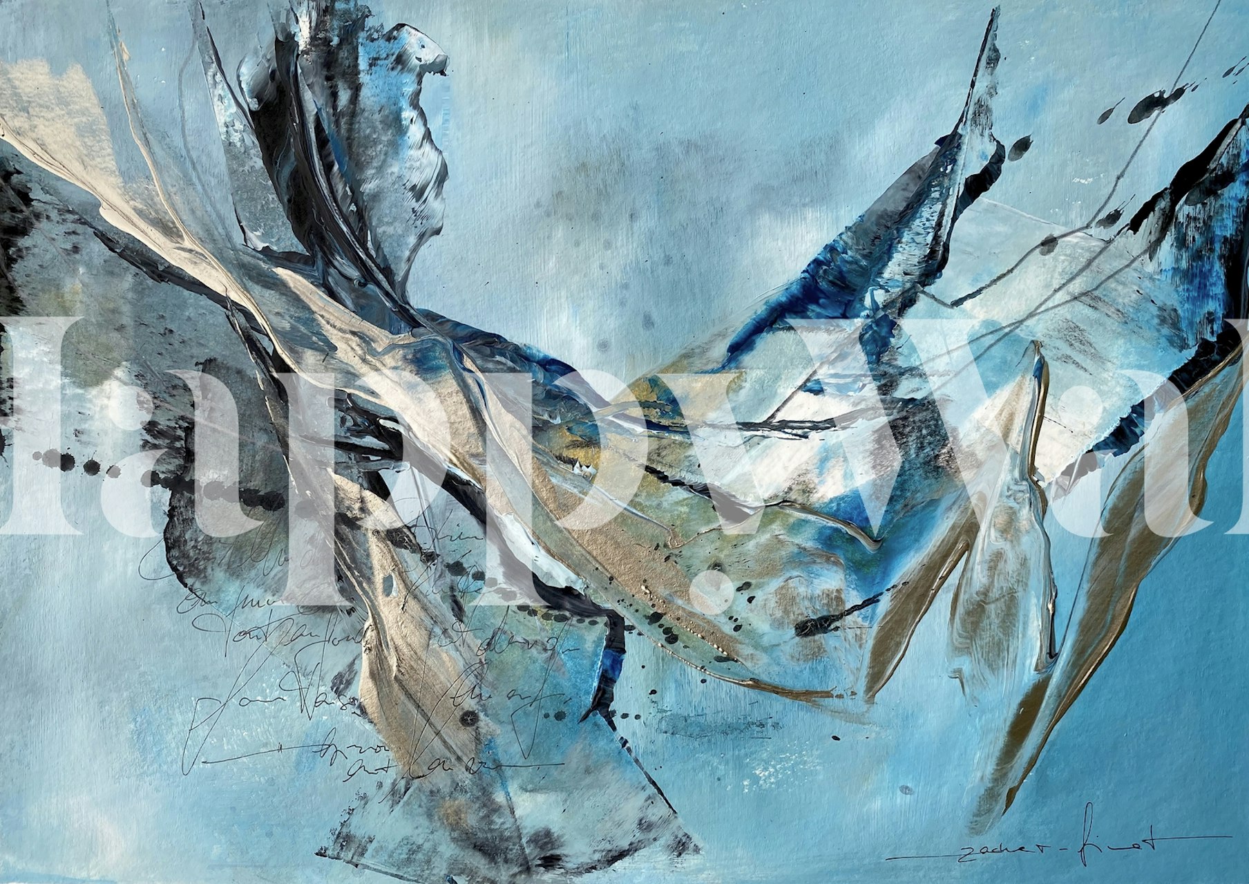 Ocean Vibes Abstract Art en una habitación