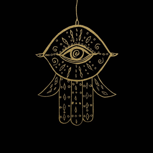 Hamsa Hand Gold on Black 1