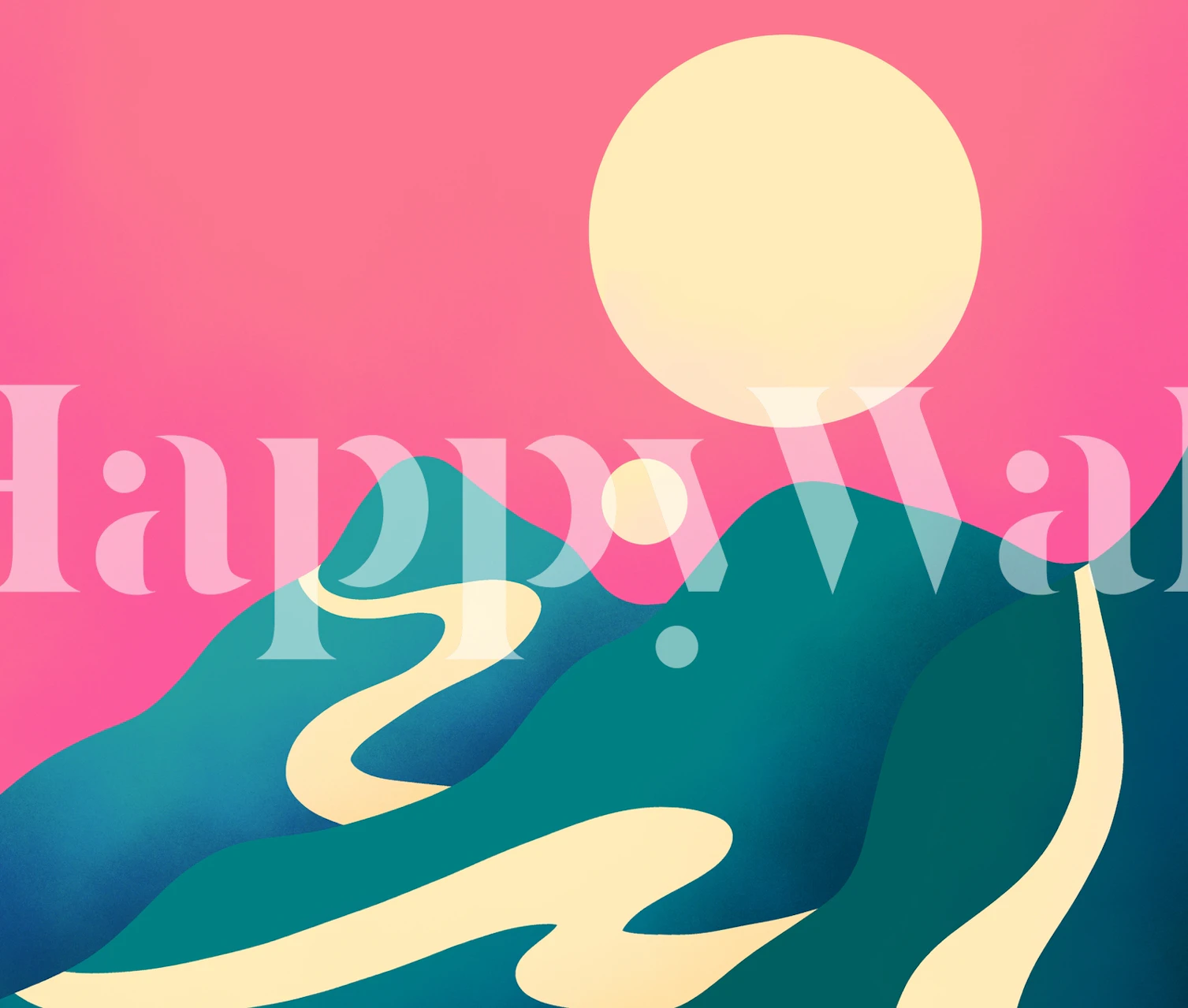 Abstract mountains in turquoise and pink wallpaper