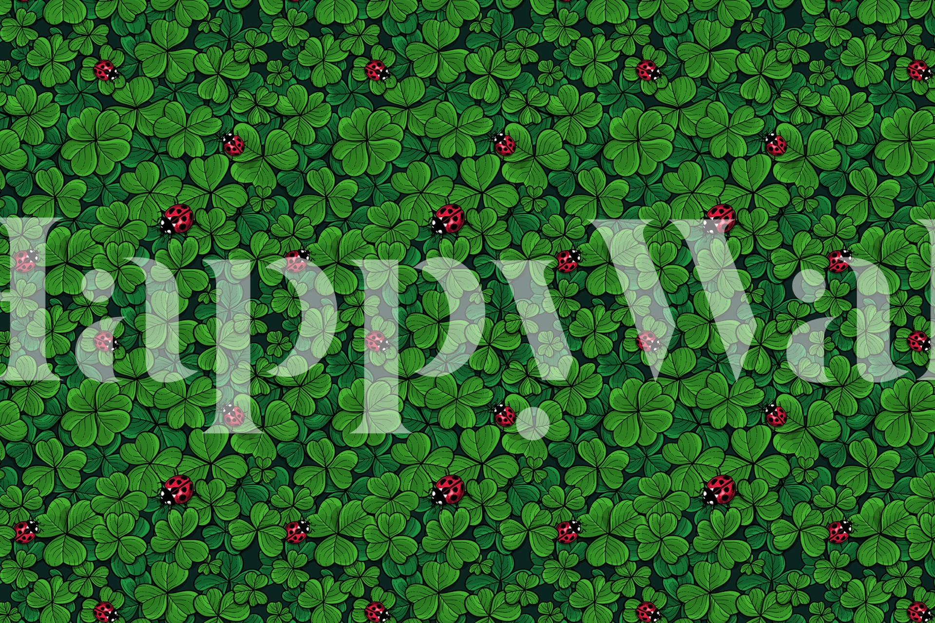 Vihreä apila ja punainen kukkakuvioinen seinämaalaus Find the Lucky Clover 5