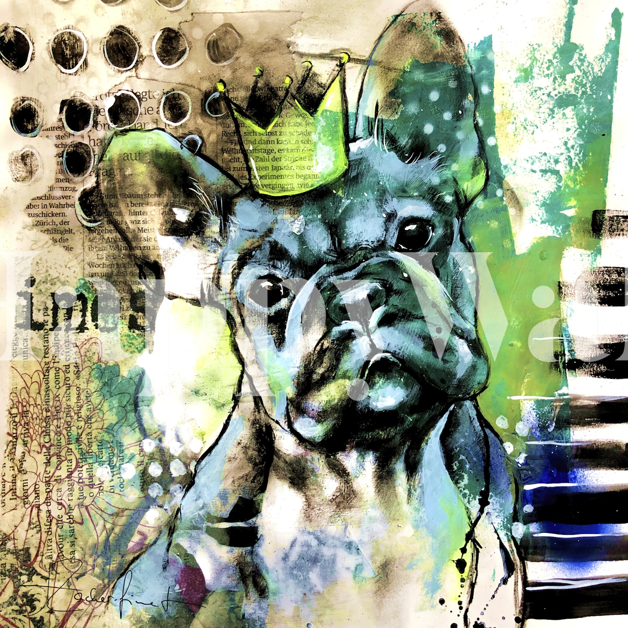French Bulldog King Collage wallpaper in a room