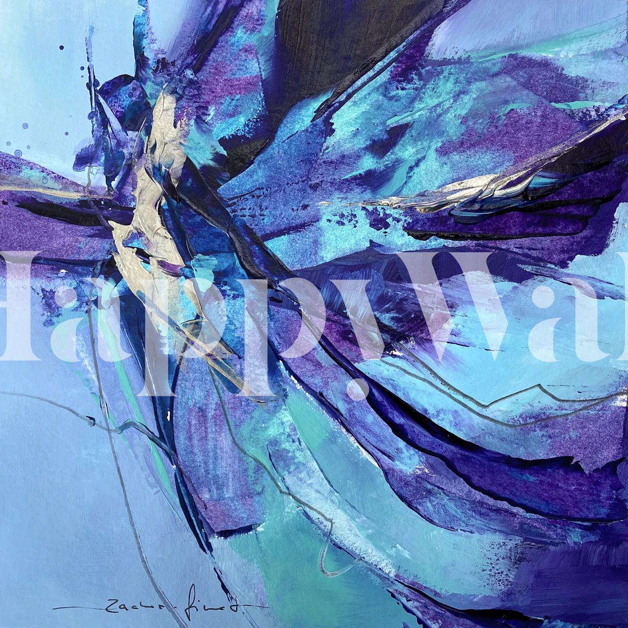 Feeling Blue Abstract Art tapet i et rom