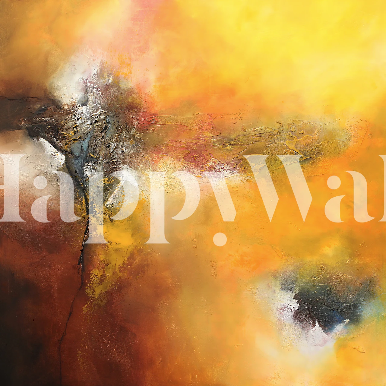 Bush fire abstract art wallpaper in a room