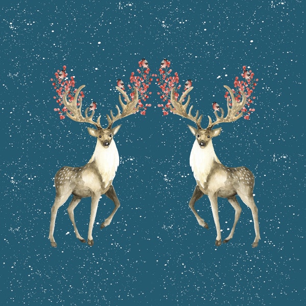Deers With Birds Teal