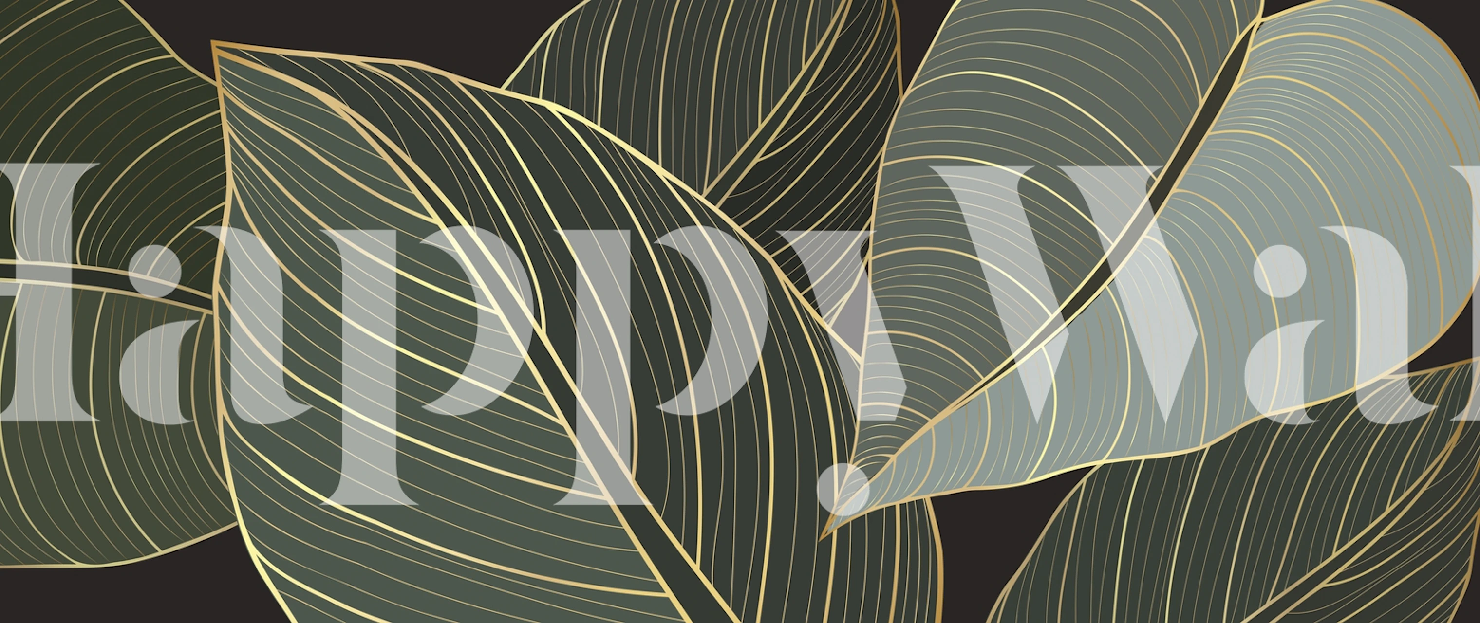 Abstract wallpaper with golden leaves design