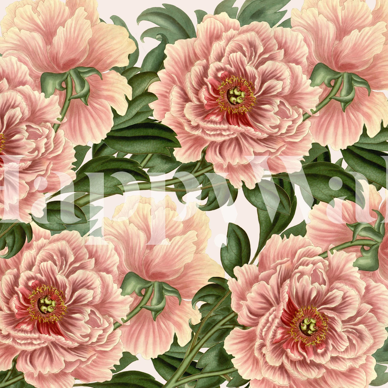 Vintage Peonies behangontwerp in een kamer