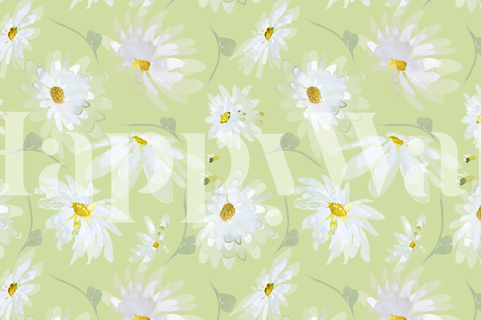 Light Green Daisy Meadow Wallpaper | Happywall