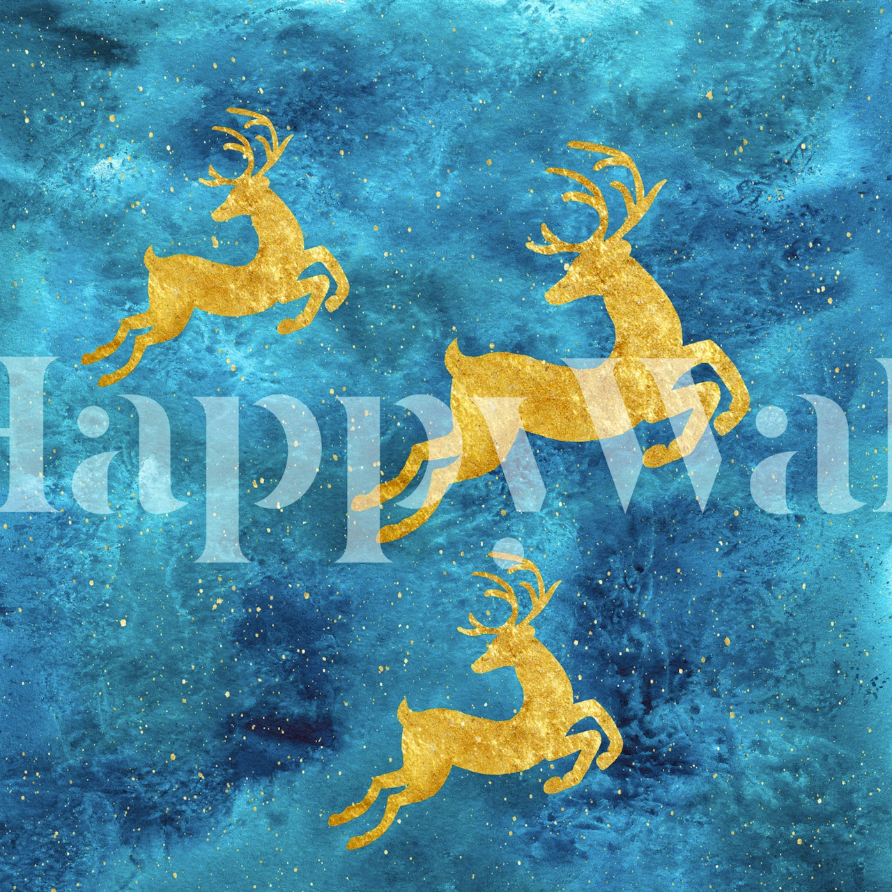 Golden reindeer wallpaper in a room